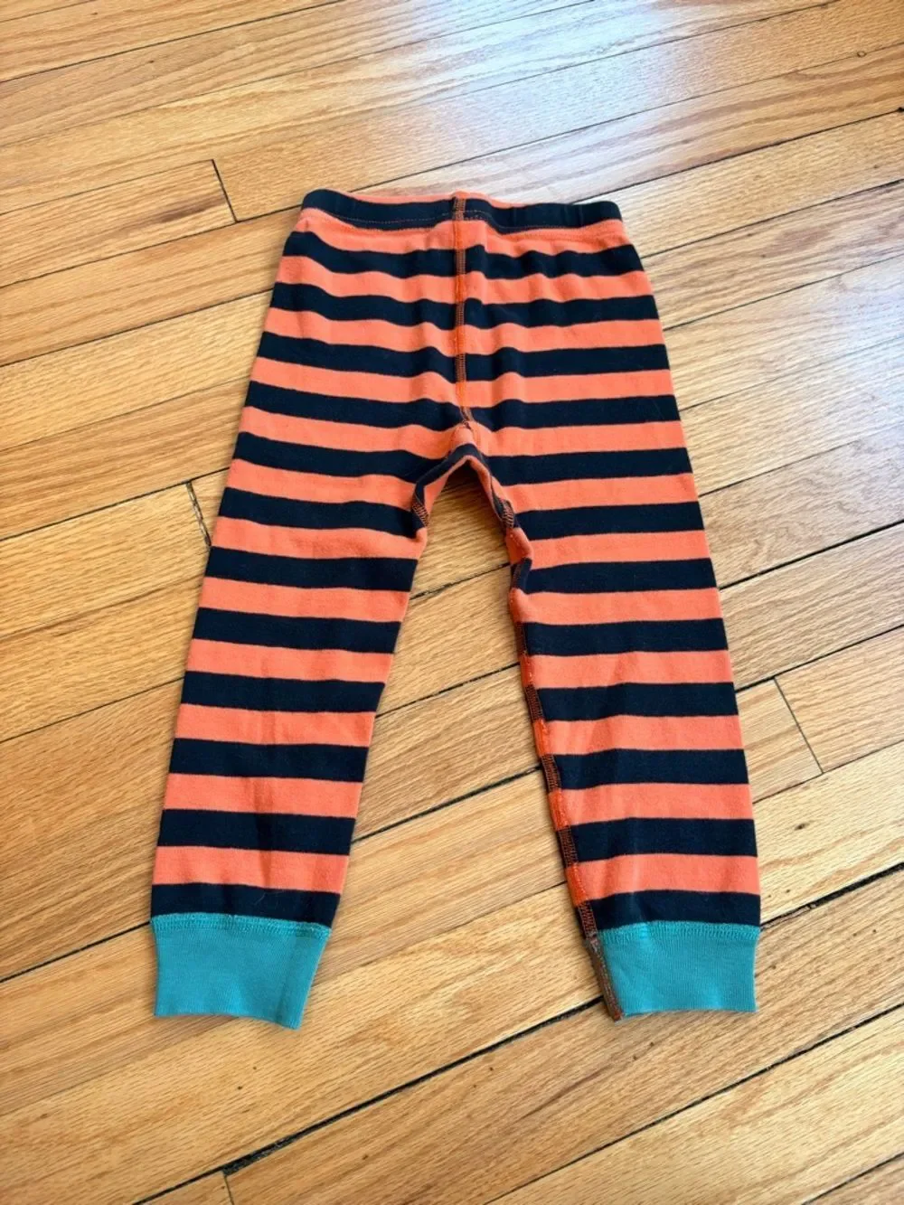 Hanna Andersson Kids Orange and Black Striped Halloween Leggings Pj Pants